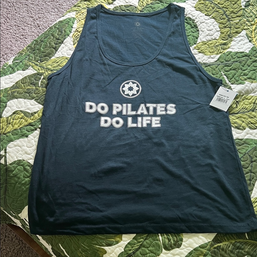 Navy Muscle Tee with 'Do Pilates Do Life' Slogan